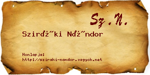 Sziráki Nándor névjegykártya